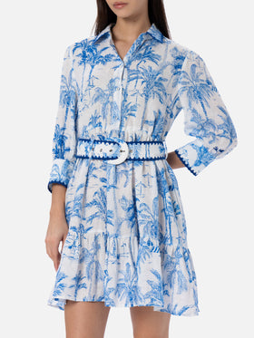 Woman Toile de Jouy linen dress Daisi - MC2 Saint Barth