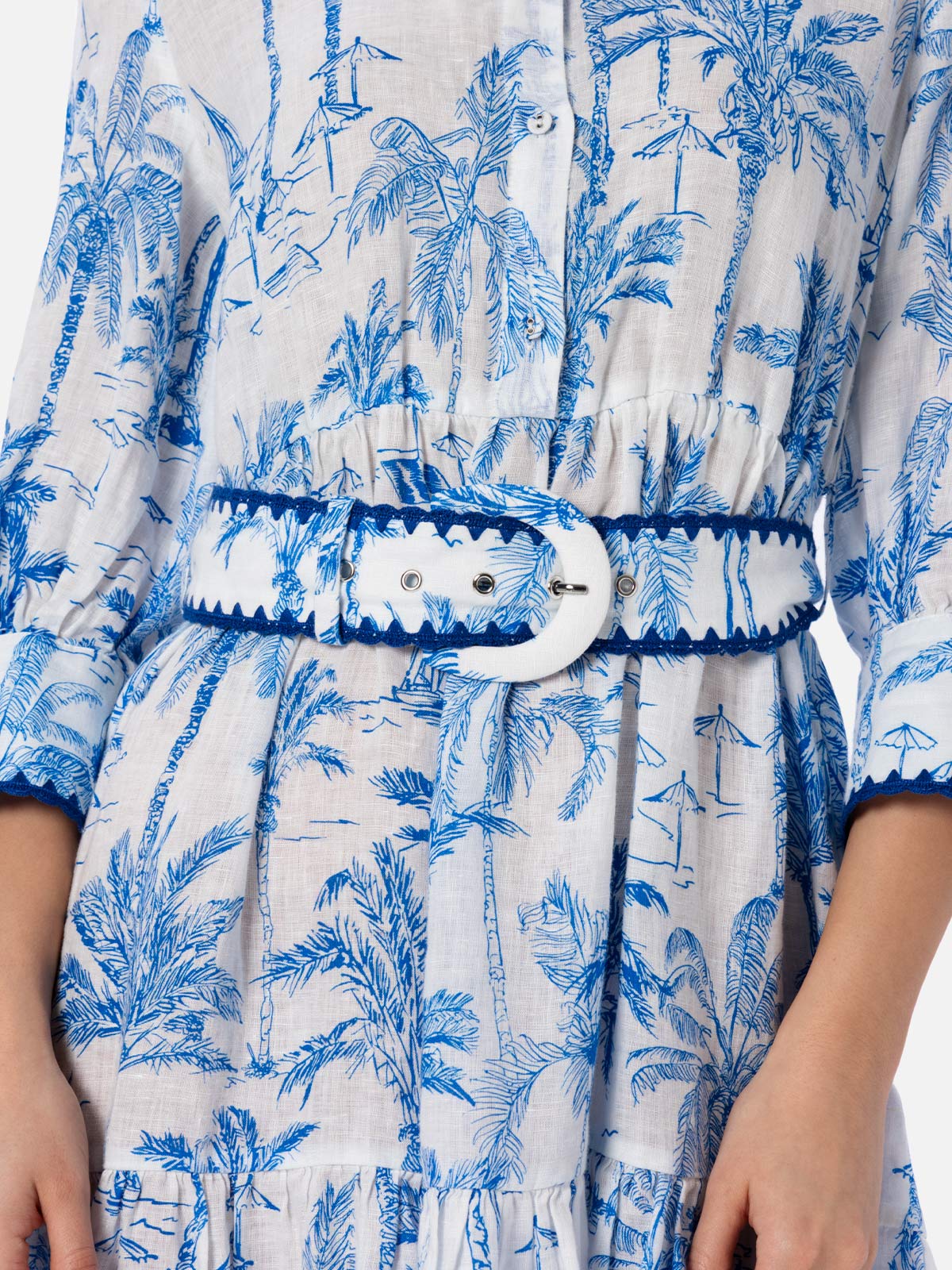 Woman Toile de Jouy linen dress Daisi - MC2 Saint Barth