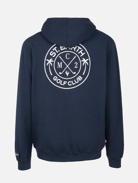 Man zipped cotton fleece hoodie Danny with front and back print - MC2 Saint Barth