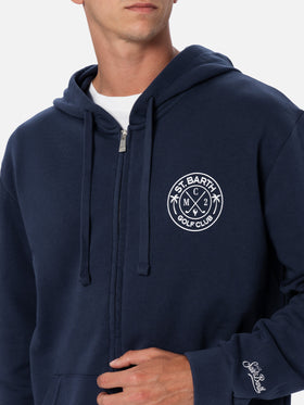 Man zipped cotton fleece hoodie Danny with front and back print - MC2 Saint Barth