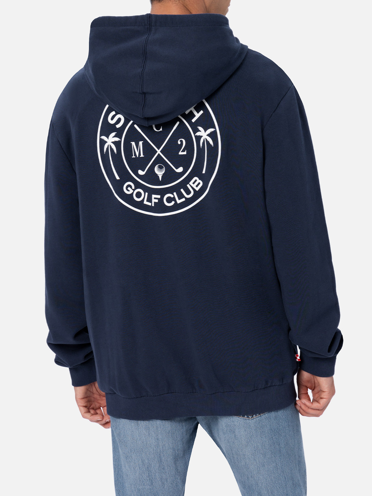 Man zipped cotton fleece hoodie Danny with front and back print - MC2 Saint Barth