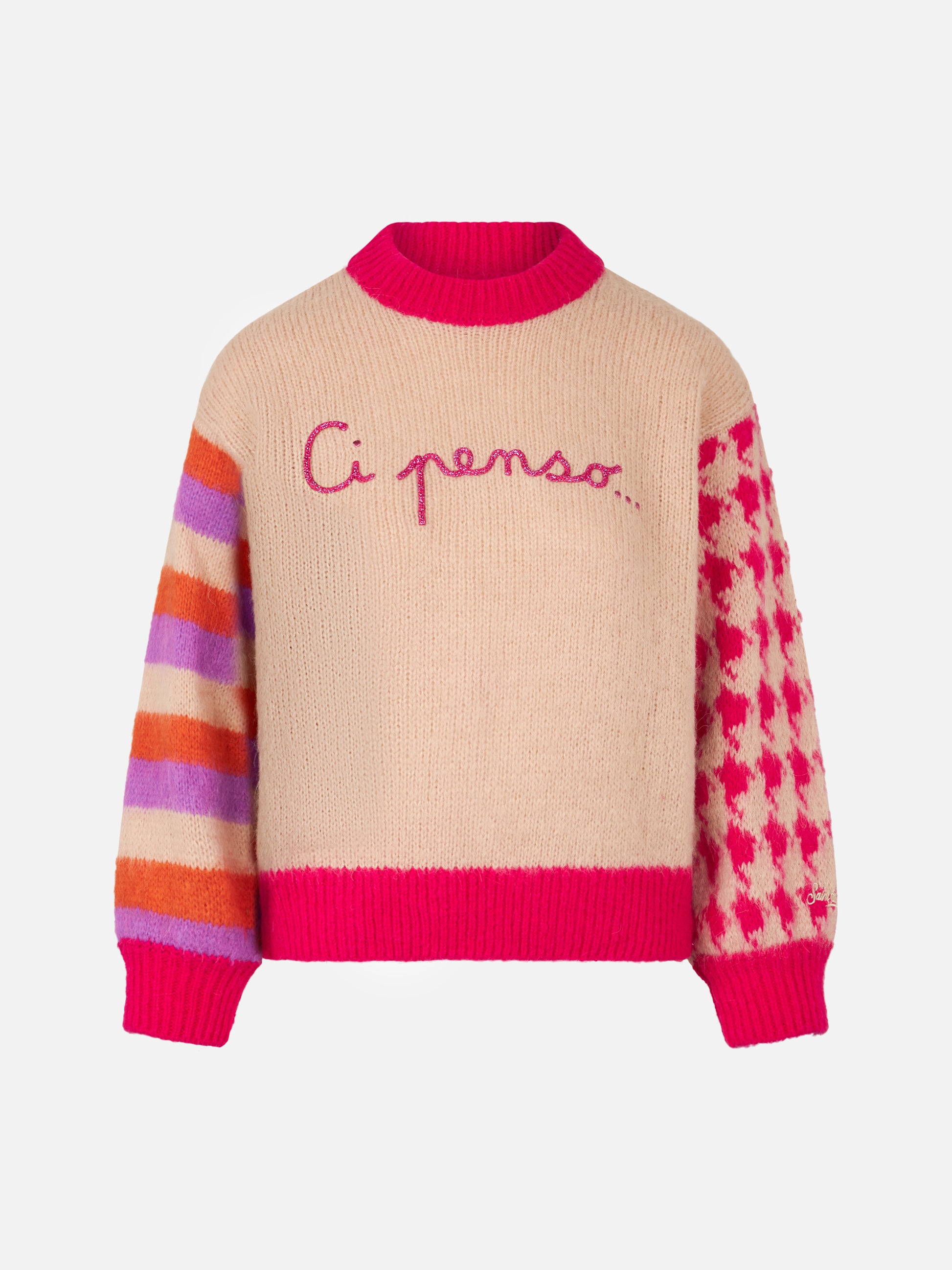 Woman boxy shape soft sweater with Ci penso embroidery - MC2 Saint Barth