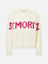 Woman boxy shape soft sweater with St. Moritz jacquard