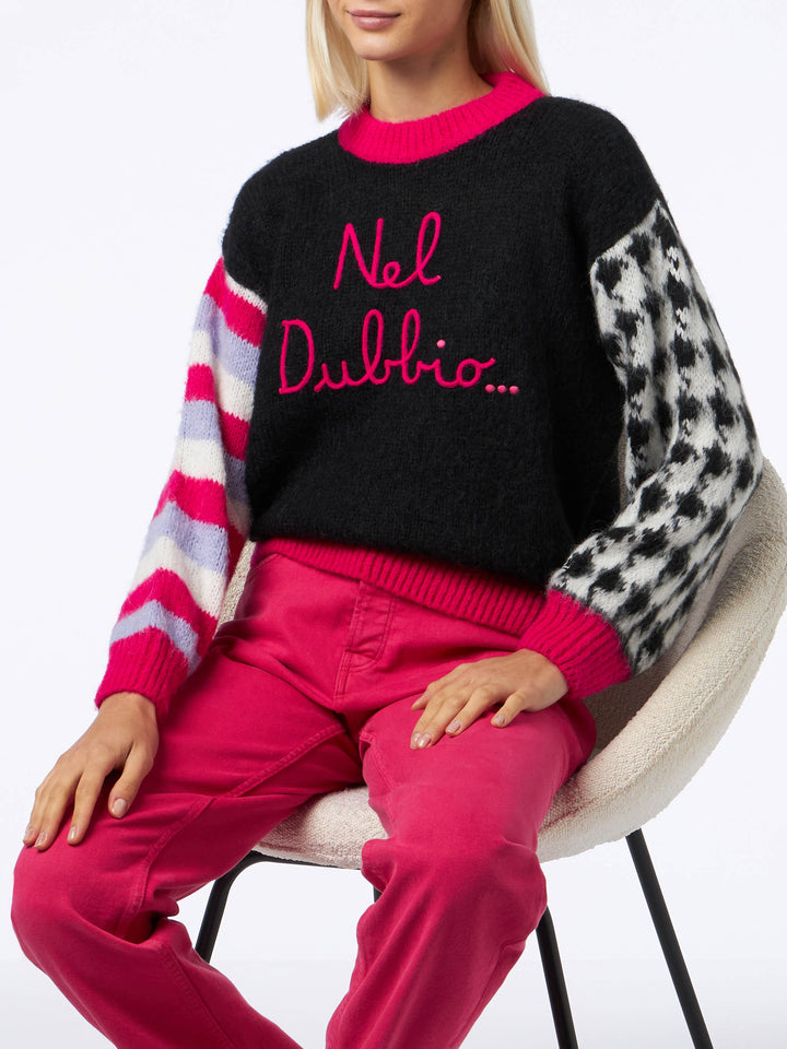 Woman boxy shape soft sweater with Nel dubbio... embroidery - MC2 Saint Barth