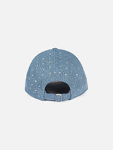 Denim rhinestones embellished ball cap Davis