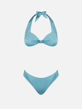 Hellblauer Bralette-Bikini für Damen