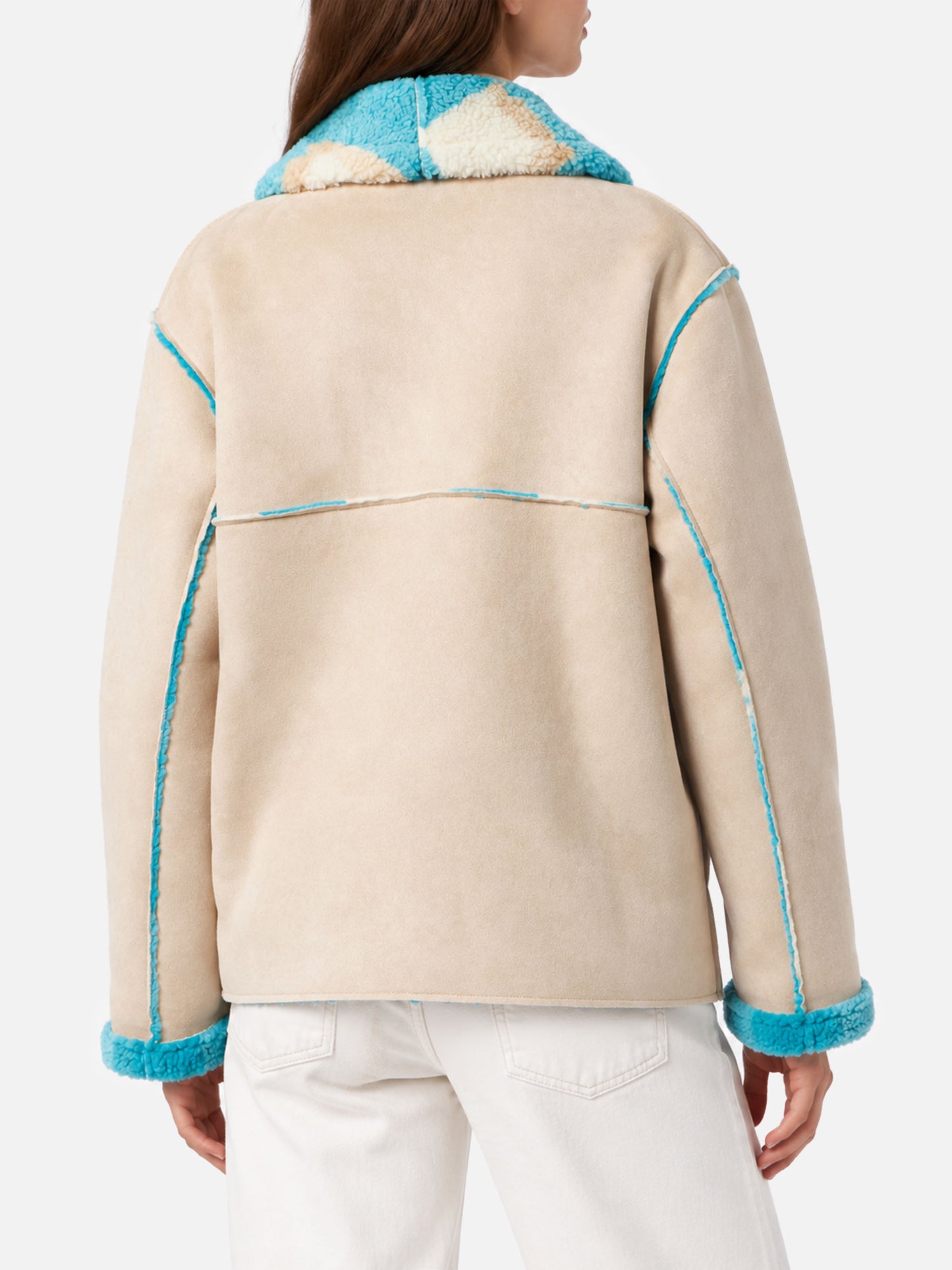 Giacca Dorys reversibile effetto shearling con stampa tartan