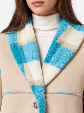 Giacca Dorys reversibile effetto shearling con stampa tartan