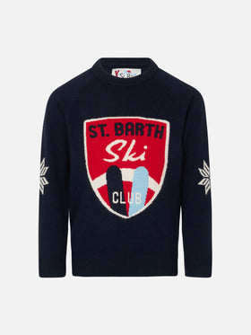 Boy crewneck sweater with St. Barth Ski Club print - MC2 Saint Barth
