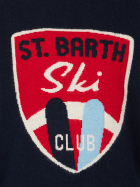 Boy crewneck sweater with St. Barth Ski Club print - MC2 Saint Barth