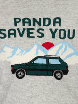 Rundhalspullover für Jungen mit „Panda saves you“-Jacquard-Aufdruck