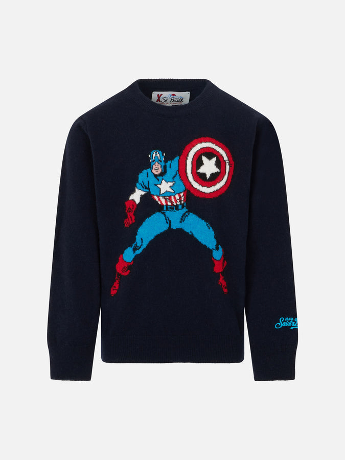 Mc2 Saint Barth Maglia da bambino girocollo con stampa Capitan America |MARVEL SPECIAL EDITION