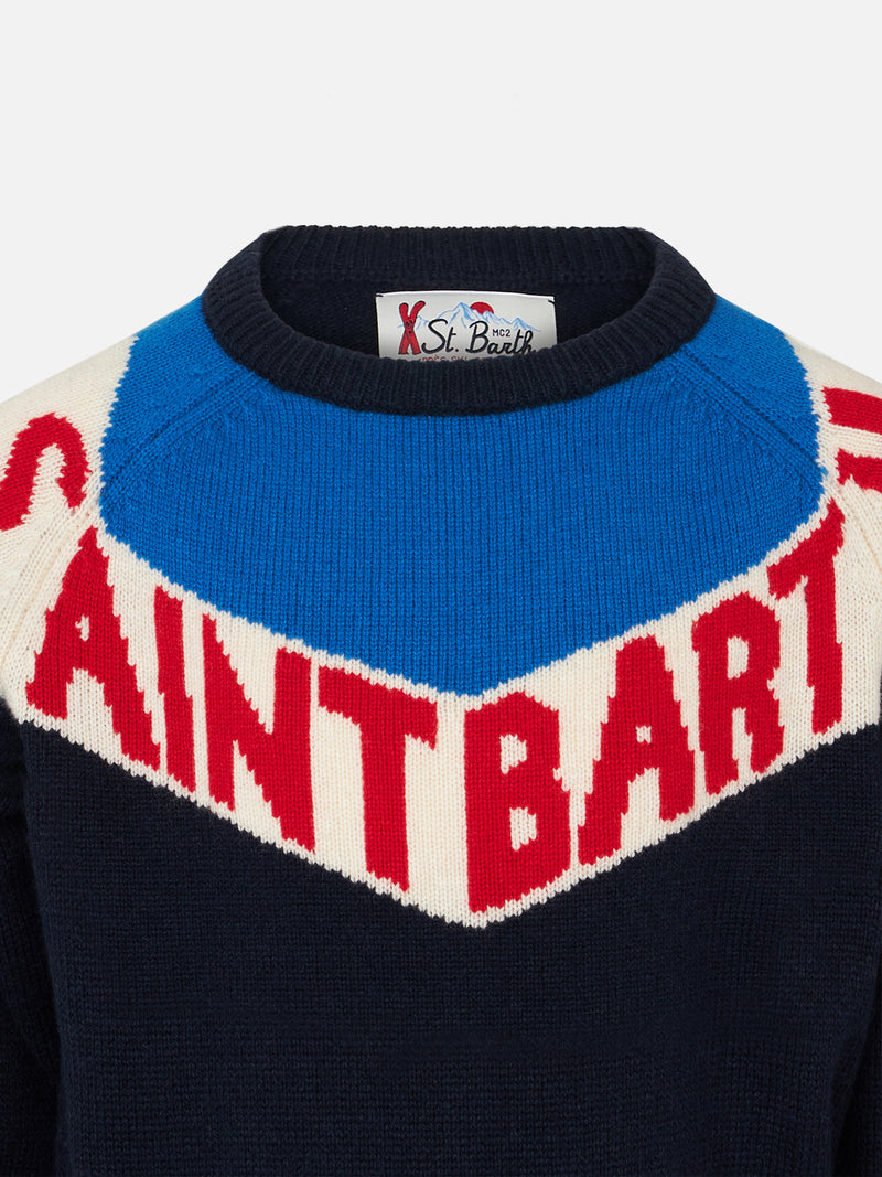 Boy crewneck sweater with Saint Barth print