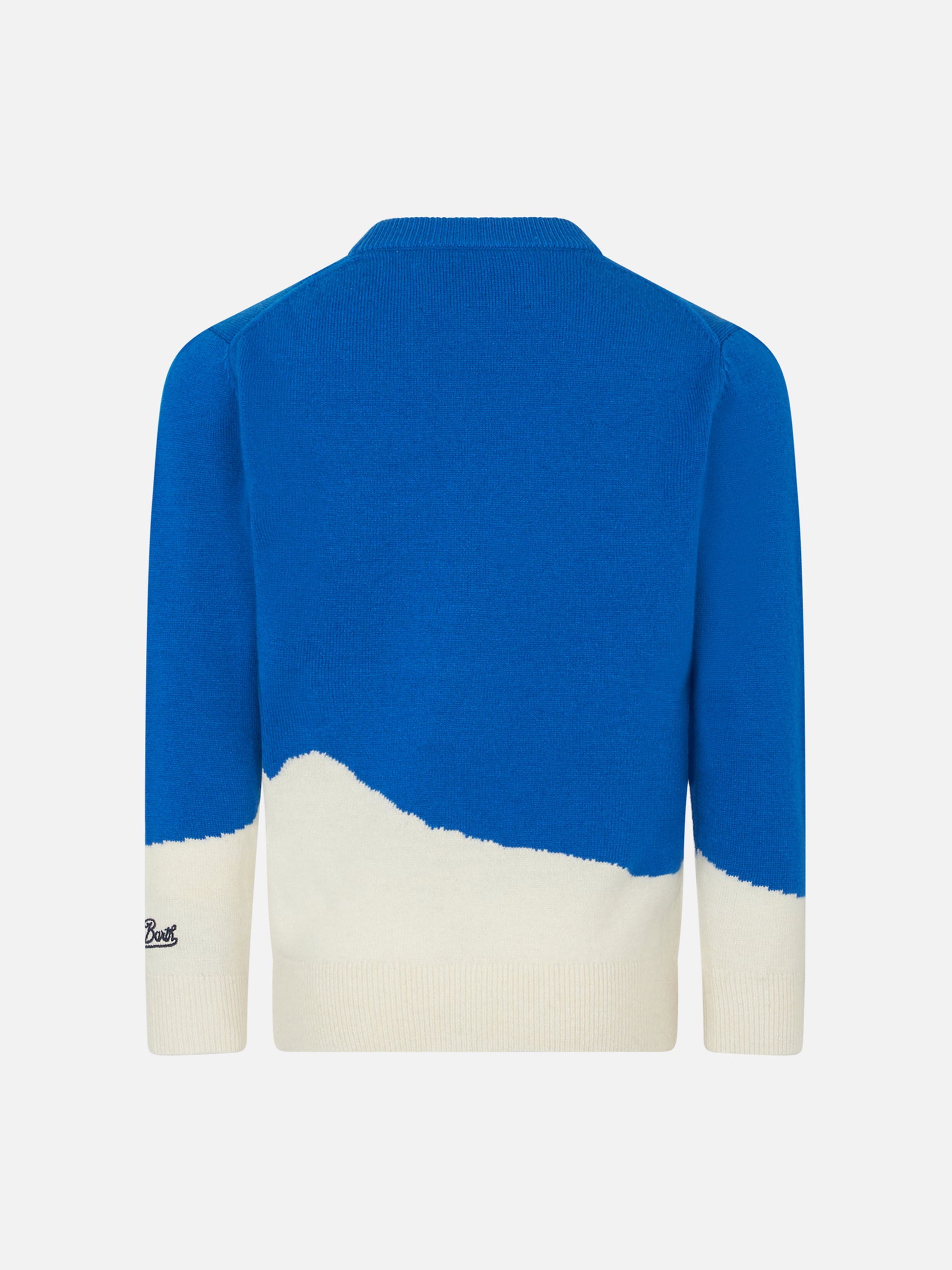 Boy crewneck sweater with Courma cable postcard jacquard - MC2 Saint Barth