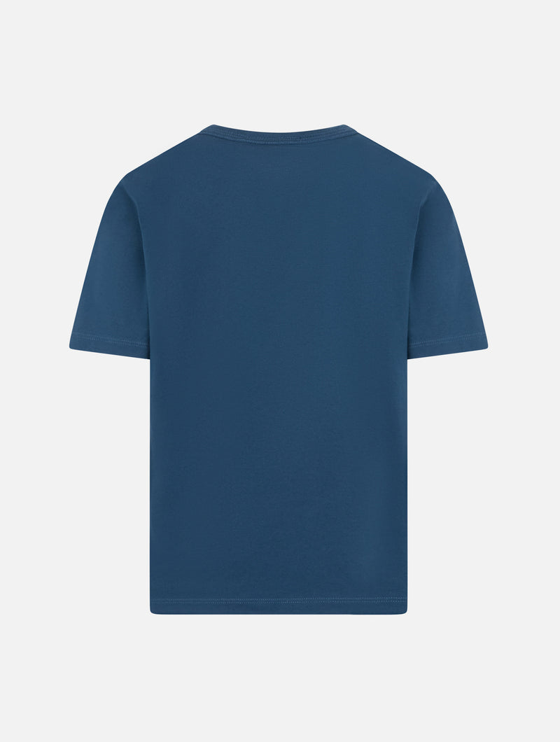 T-shirt da bambino Dover in jersey di cotone blu navy con ricamo St. Barth