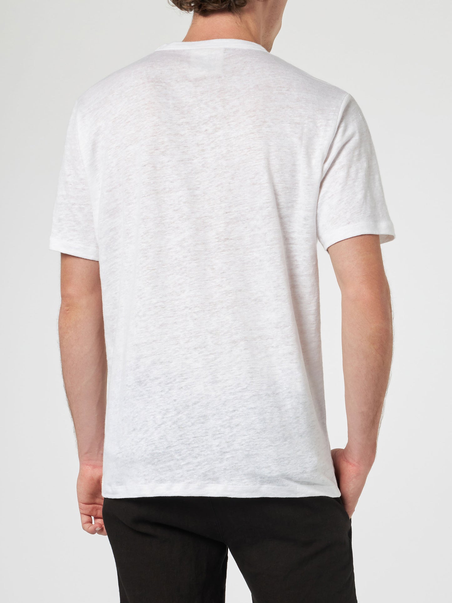 Man off-white linen jersey t-shirt Ecstasea with pocket - MC2 Saint Barth