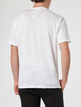 Man off-white linen jersey t-shirt Ecstasea with pocket - MC2 Saint Barth