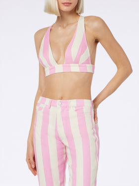 Woman scooped denim top Eda