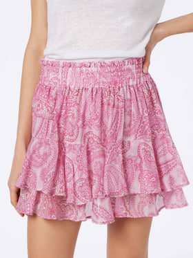 Woman paisley silk voile ruffled mini skirt Eivissa - MC2 Saint Barth
