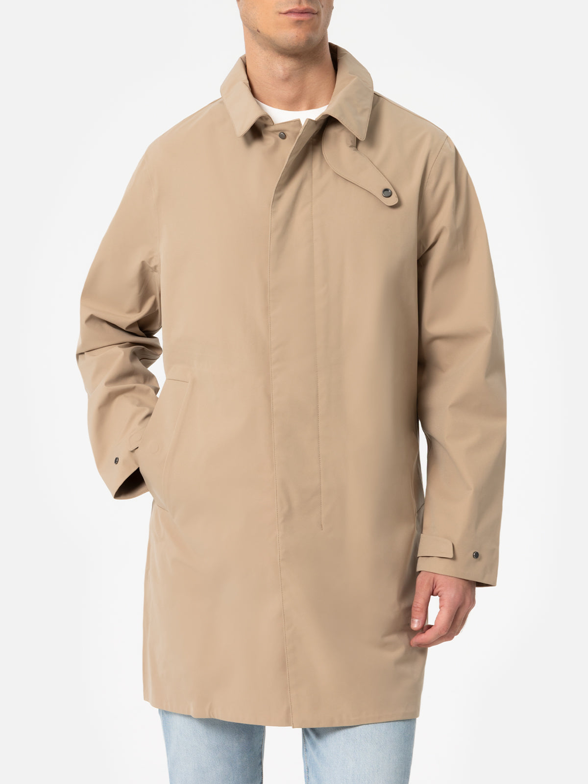Beige stretch fabric trench Elbert with welt - MC2 Saint Barth
