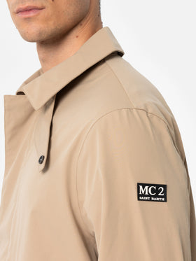 Beige stretch fabric trench Elbert with welt - MC2 Saint Barth