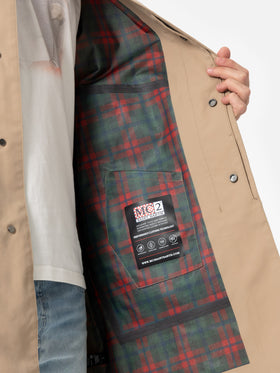 Beige stretch fabric trench Elbert with welt - MC2 Saint Barth