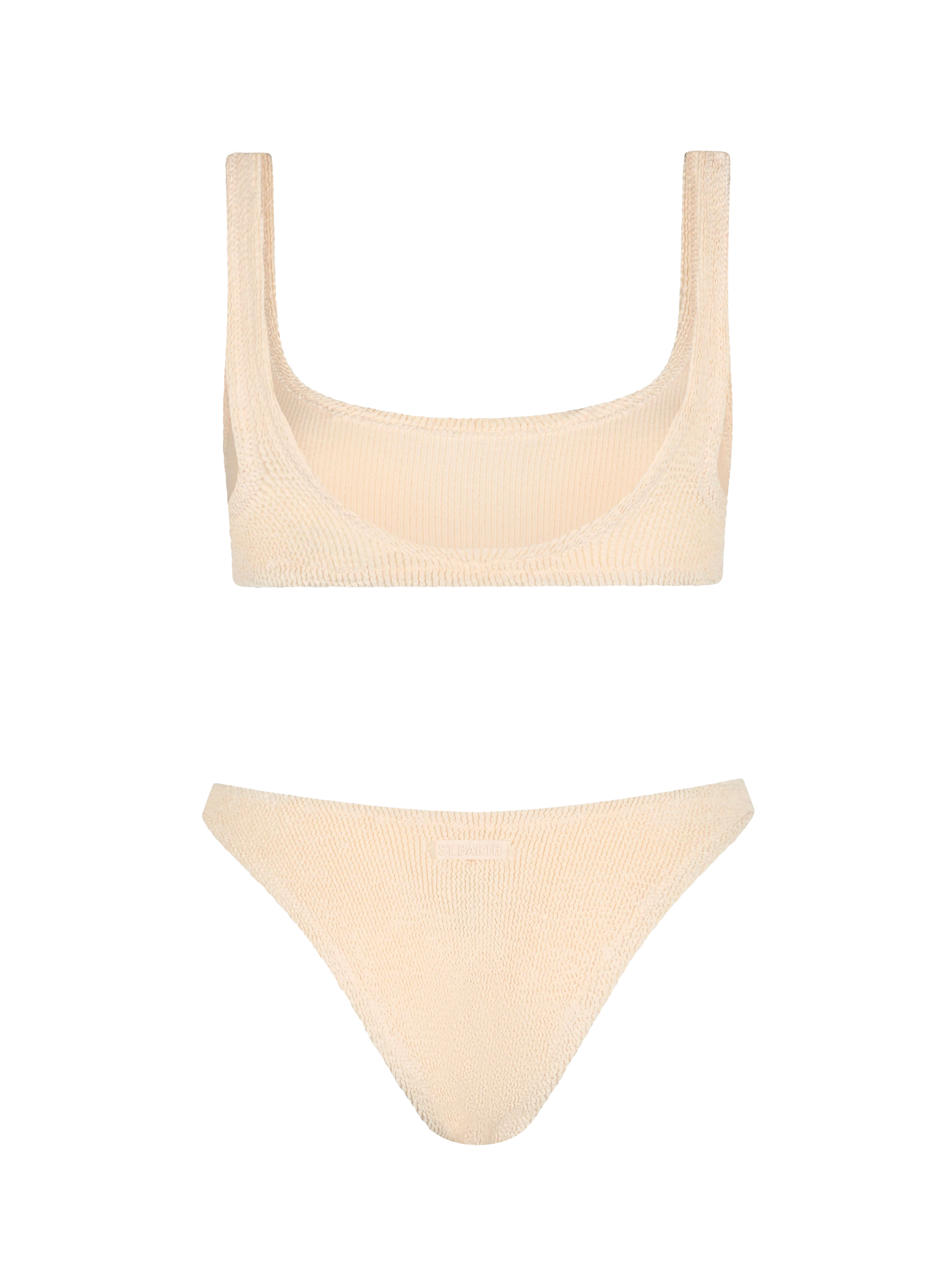 Woman beige classic crinkle bralette bikini Naima Elise - MC2 Saint Barth