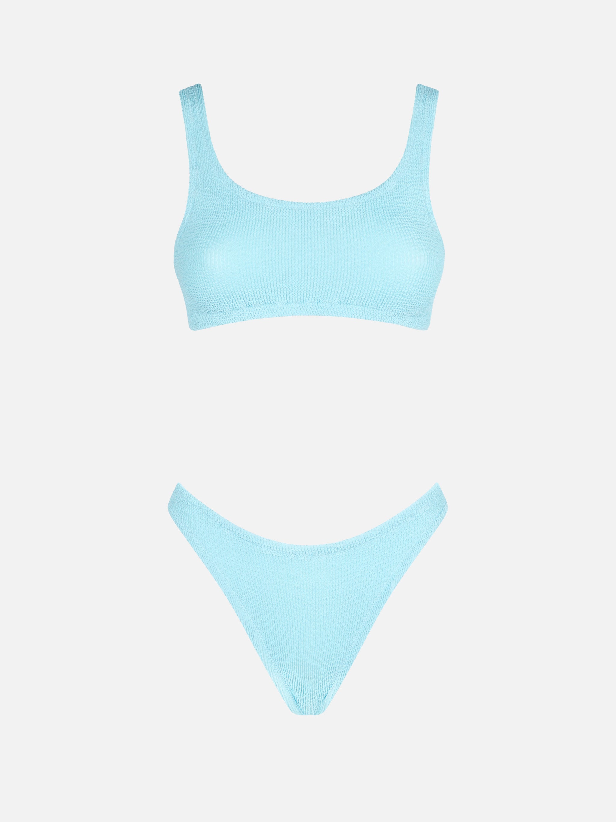 Woman crinkle light blue bralette bikini – MC2 Saint Barth