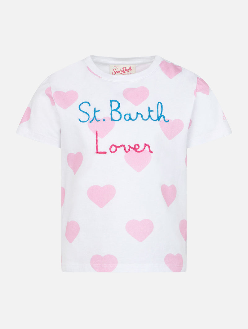 T-shirt girocollo da bambina Elly in jersey di cotone con ricamo mood Vacay