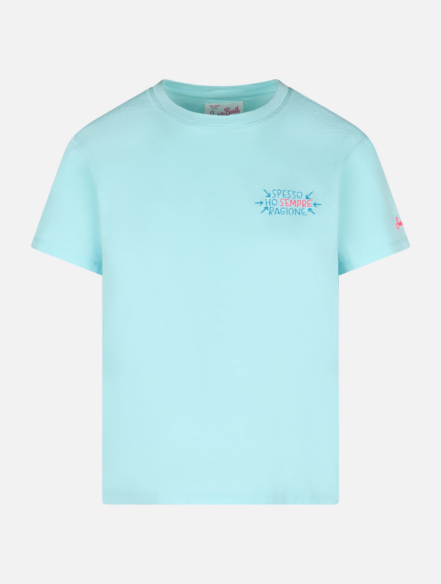 Woman cotton jersey crewneck t-shirt Emilie with Spesso ho Sempre Ragione embroidery | INSULTI LUMINOSI SPECIAL EDITION - MC2 Saint Barth