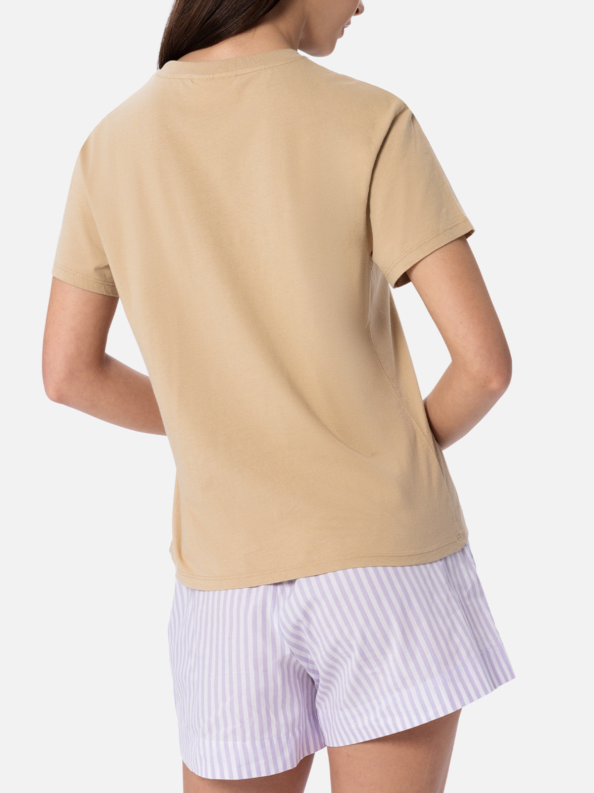 Woman cotton jersey crewneck t-shirt Emilie with Saint Barth rhinestones embroidery - MC2 Saint Barth