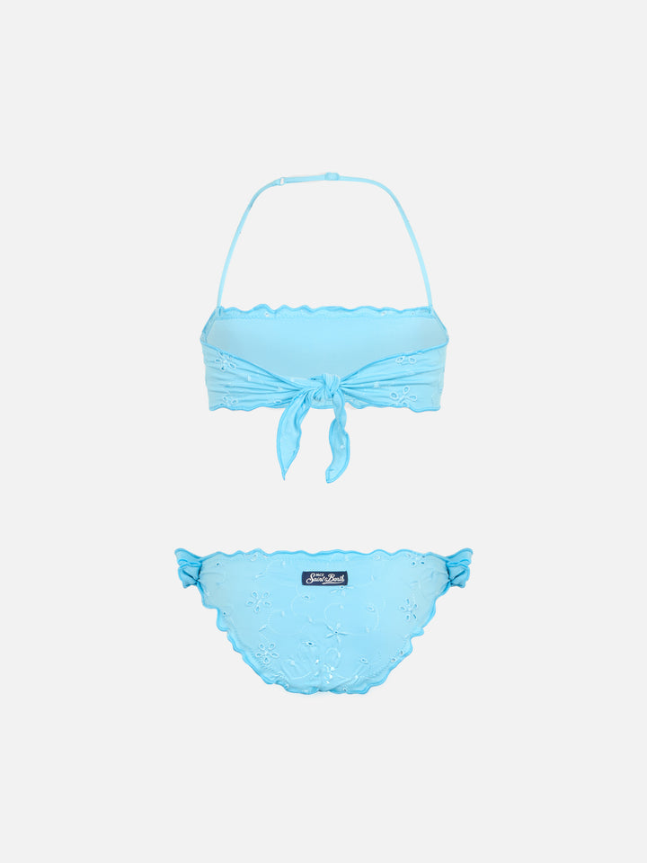 Emy classic bandeau bikini with Sangallo lace embroidery - MC2 Saint Barth