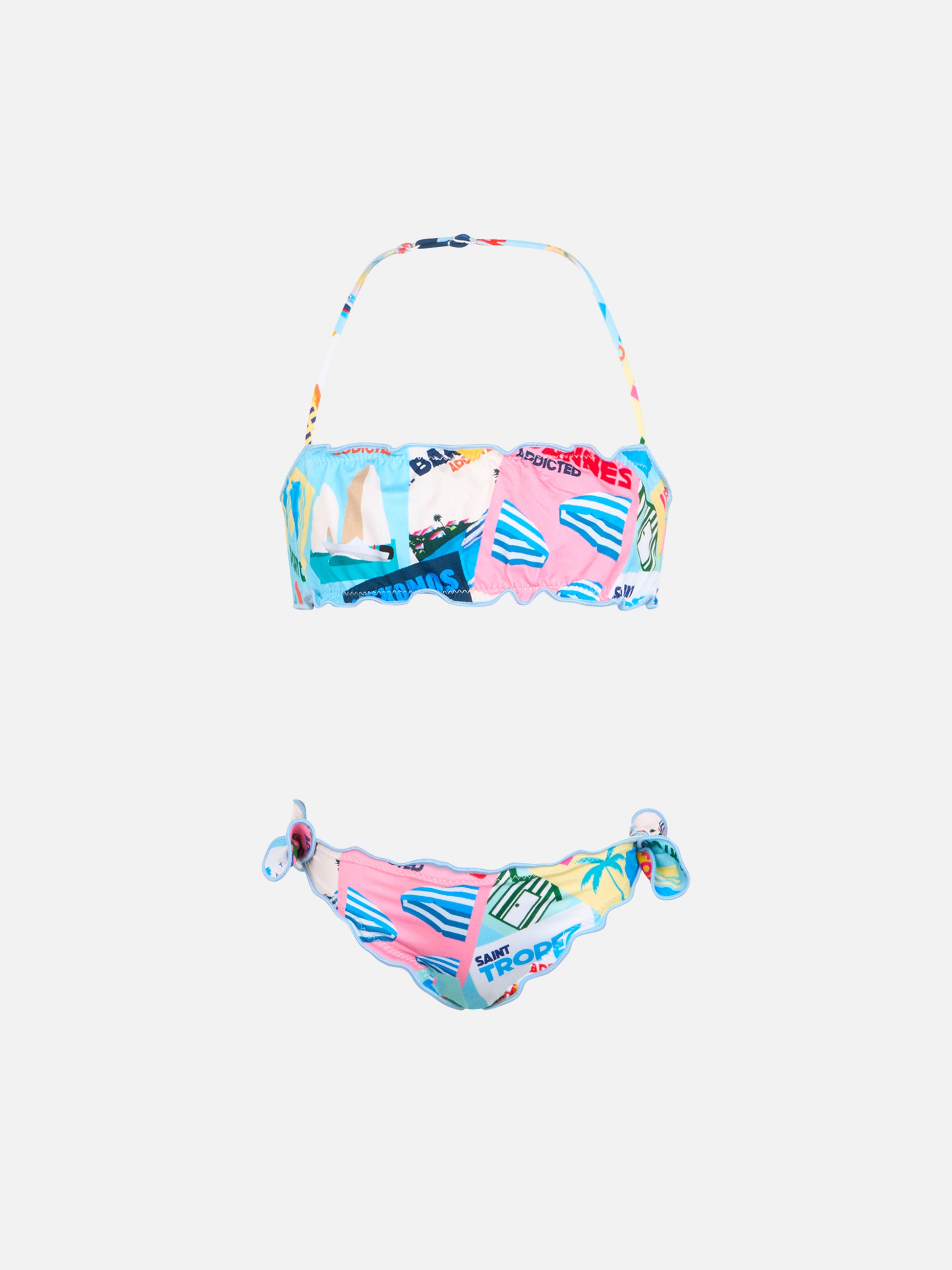 Emy classic bandeau bikini with postcard print - MC2 Saint Barth