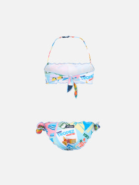 Emy classic bandeau bikini with postcard print - MC2 Saint Barth