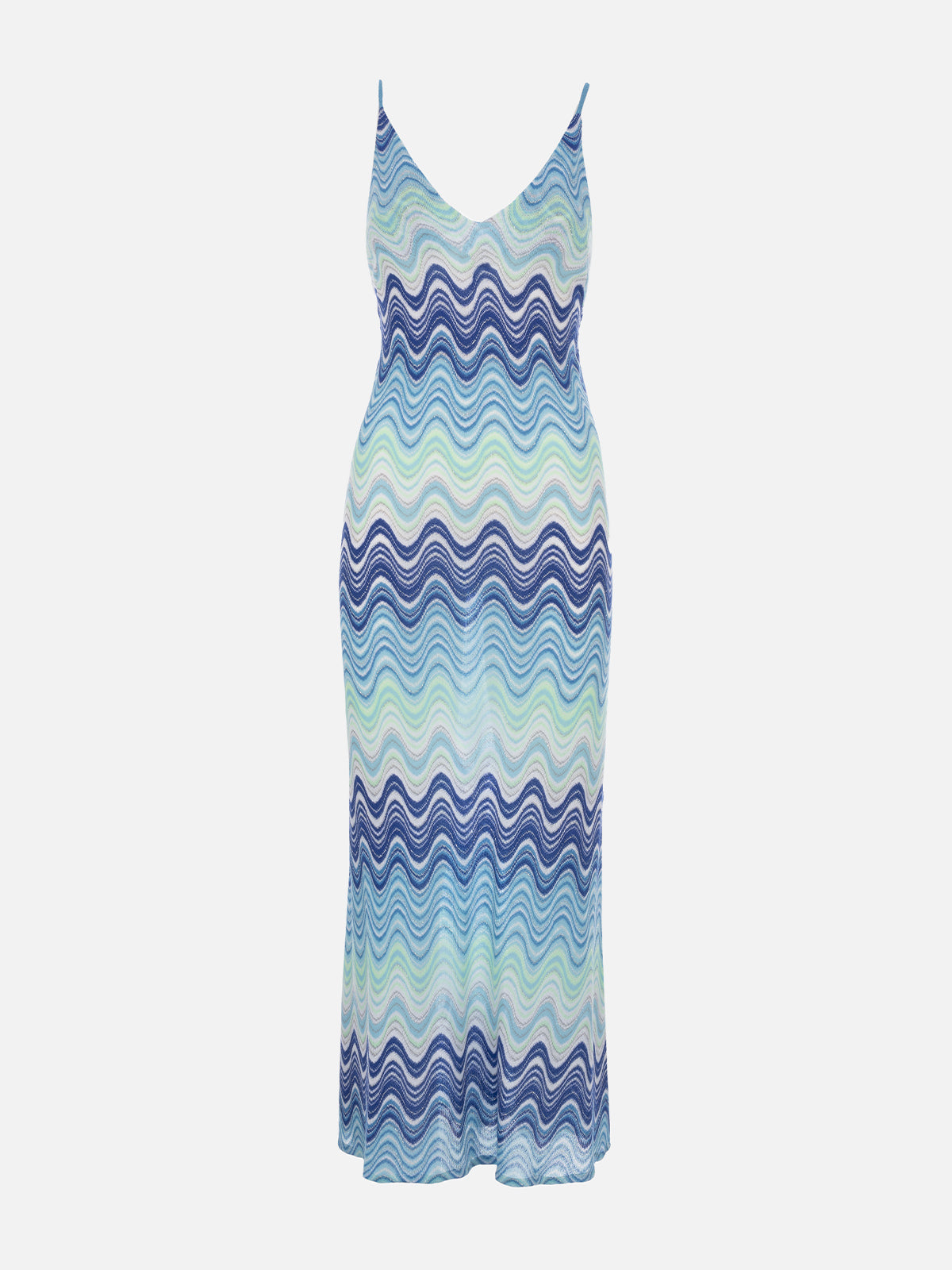 Abito sottoveste da donna azzurro in maglia raschel Eydis
