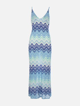 Abito sottoveste da donna azzurro in maglia raschel Eydis