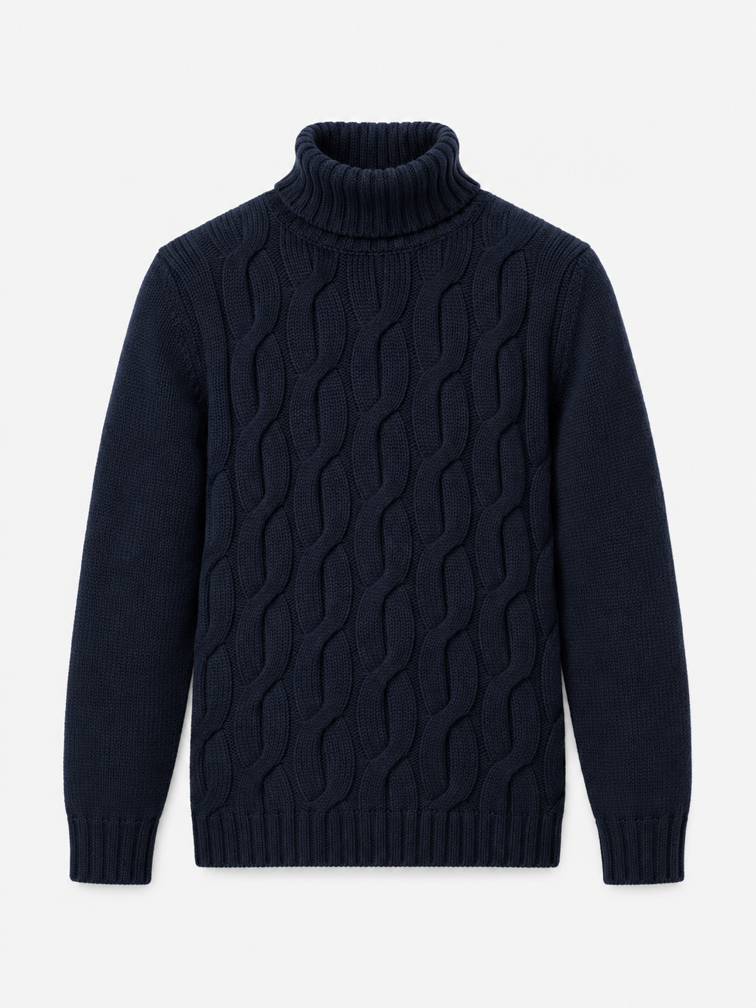 Fisherman-Pullover aus Kaschmir-Mix mit Zopfmuster in Navyblau 