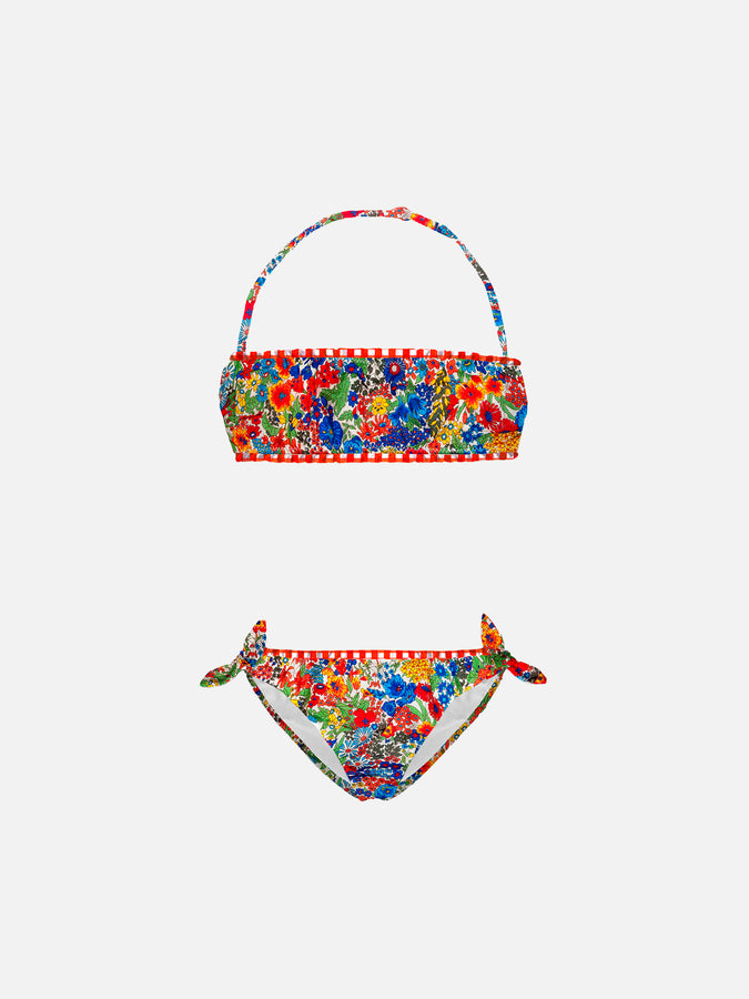 Mc2 Saint Barth Bikini da bambina a bralette | Realizzato con tessuto Liberty