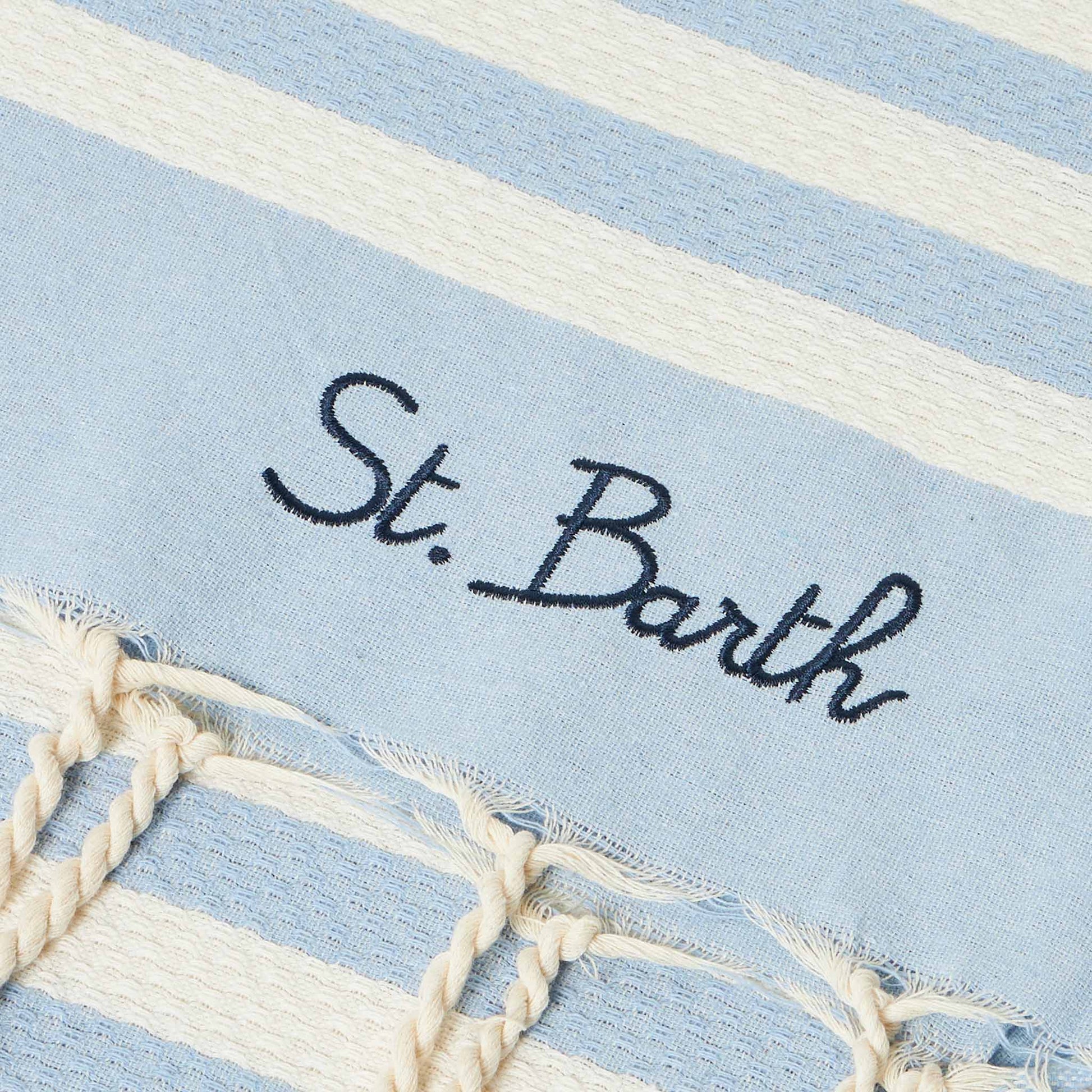 Cotton beach towel Fouta with light blue striped print - MC2 Saint Barth