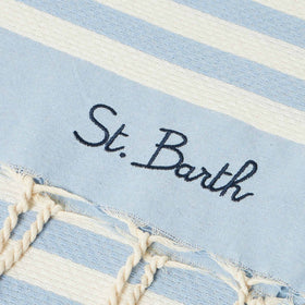 Cotton beach towel Fouta with light blue striped print - MC2 Saint Barth