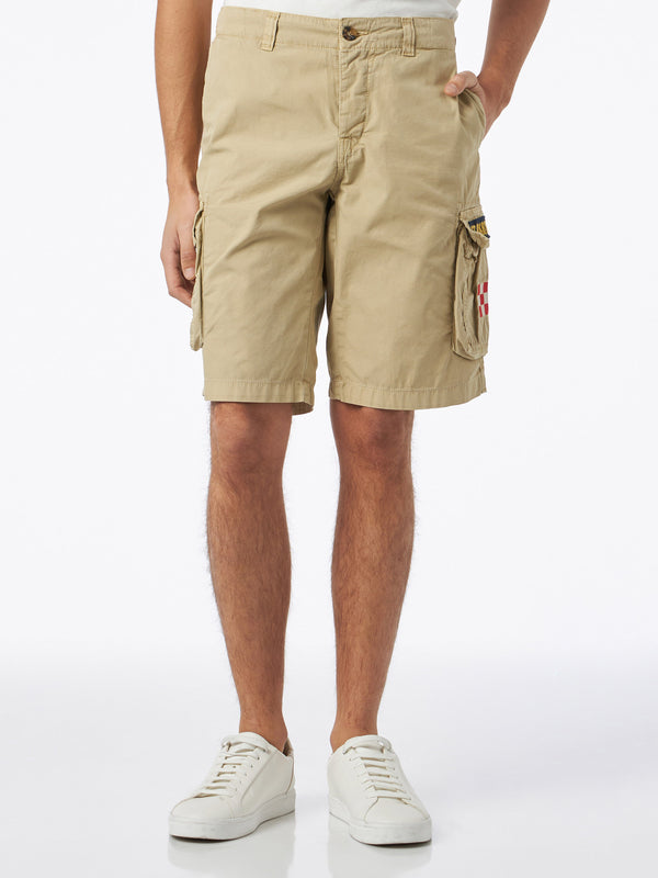 Beigefarbene Cargo-Shorts für Herren aus Baumwolle