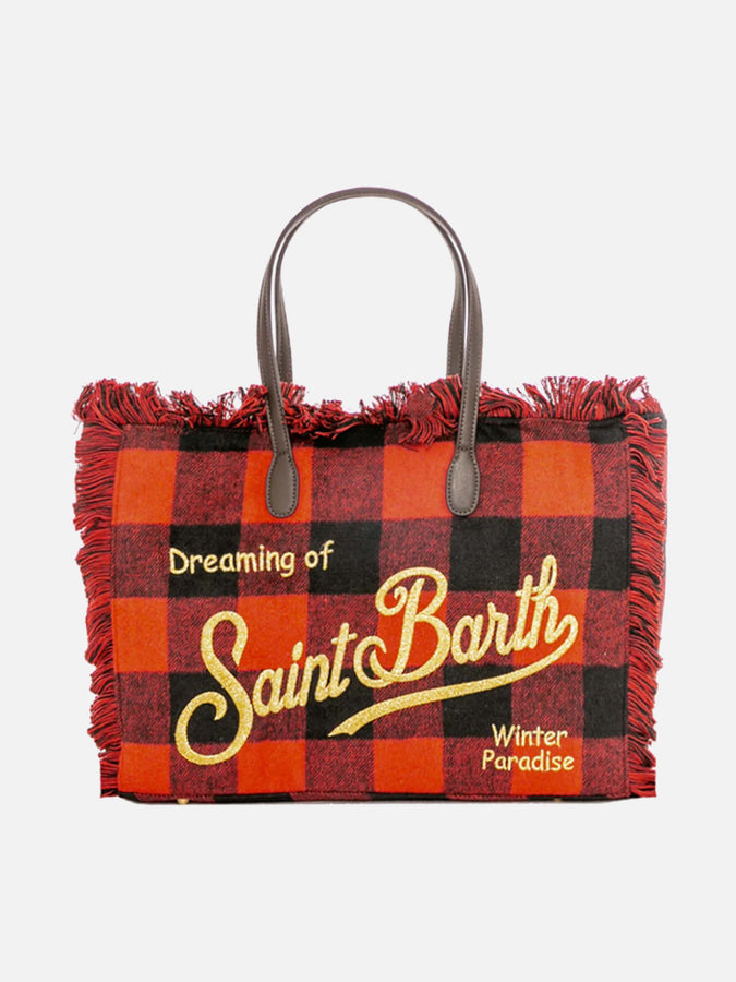 Mc2 Saint Barth Borsa a spalla Vanity in lana scozzese rossa