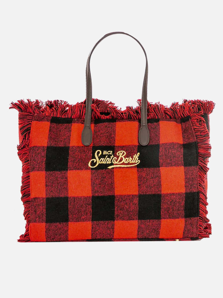 Vanity wooly red tartan shoulder bag - MC2 Saint Barth