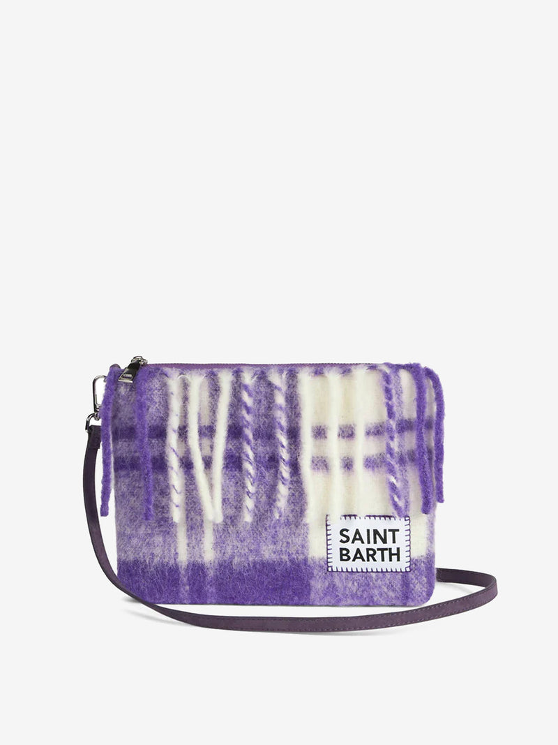 Pouch a tracolla coperta Parisienne con stampa tartan viola