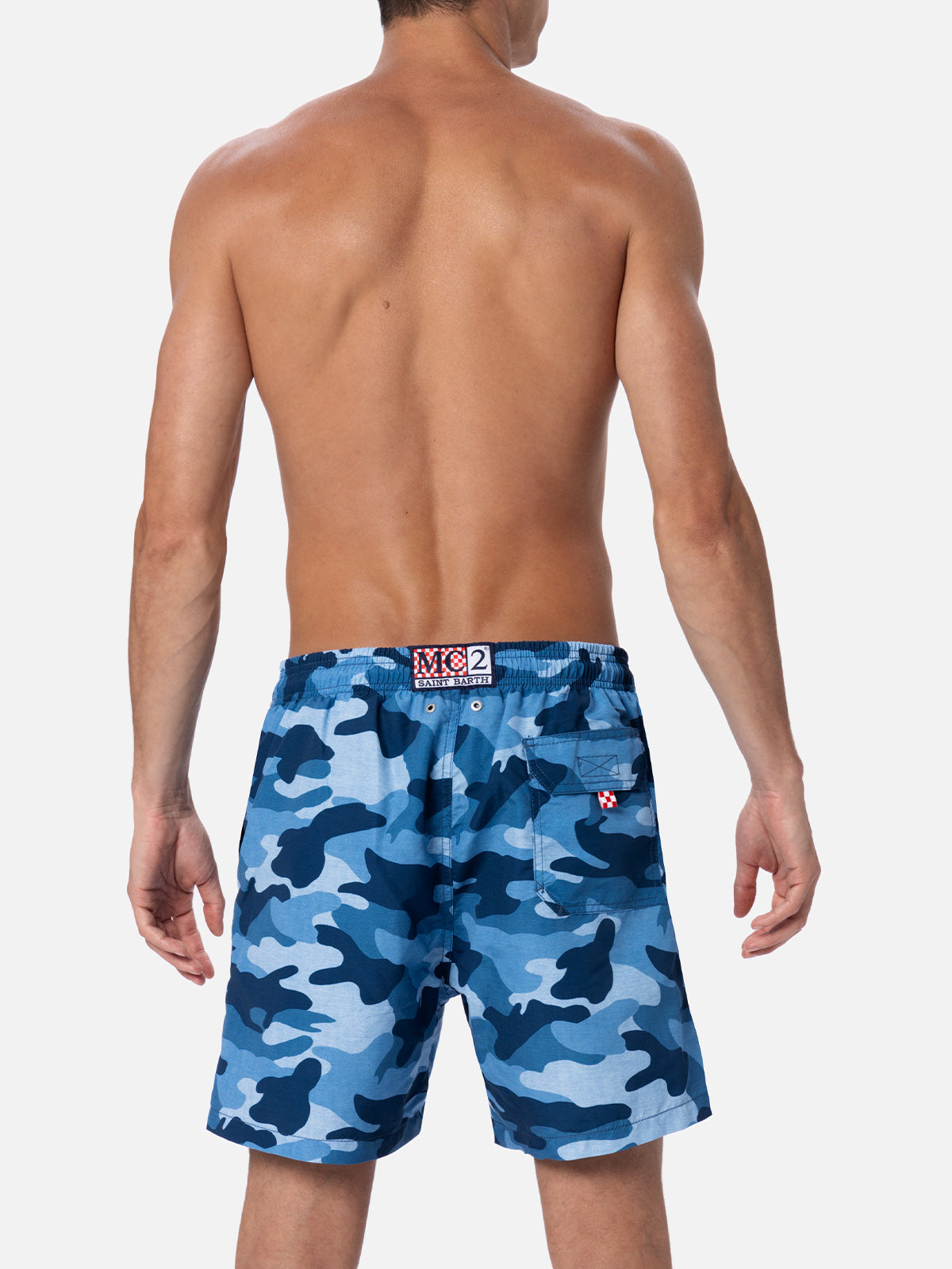Mid-length Gustavia swim-shorts with denim camouflage print - MC2 Saint Barth
