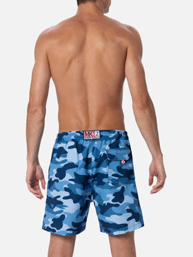 Mid-length Gustavia swim-shorts with denim camouflage print - MC2 Saint Barth