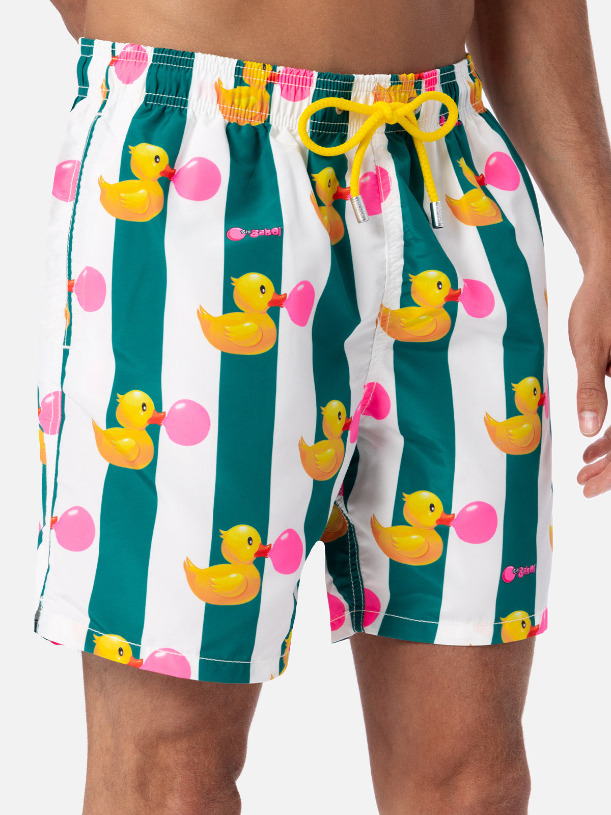 Man mid-length Gustavia swim-shorts with ducky Big Babol print | BIG BABOL SPECIAL EDITION