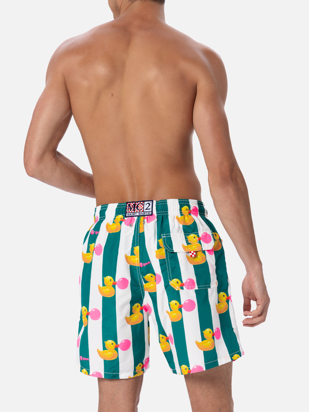 Man mid-length Gustavia swim-shorts with ducky Big Babol print | BIG BABOL SPECIAL EDITION