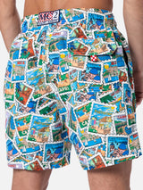 Costume da bagno uomo Gustavia lunghezza media con stampa mix di cartoline | EDIZIONE SPECIALE ALESSANDRO ENRIQUEZ