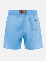 Man mid-length sky blue linen swim-shorts Gustavia